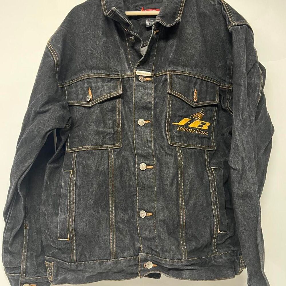 Johnny Blaze Men's Black denim jean Jacket XL